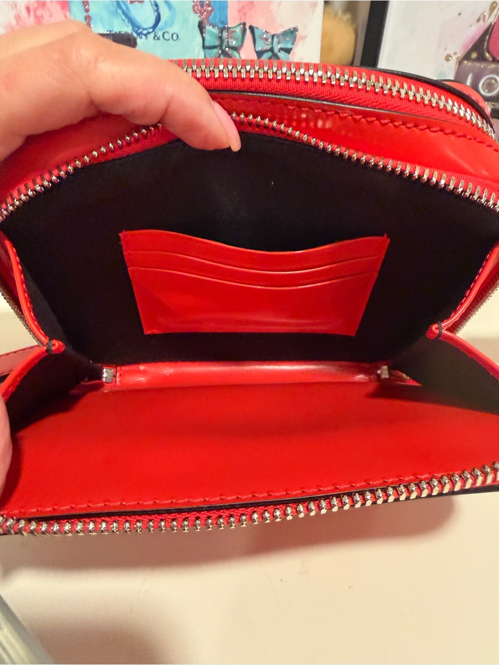 Salvatore Ferragamo Red Embossed Patent Leather Crossbody - Picture 10 of 13